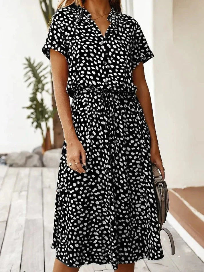 Polka Dot Shirt Dress met Trekkoord voor Dames