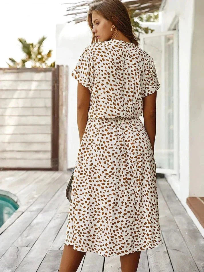 Polka Dot Shirt Dress met Trekkoord voor Dames