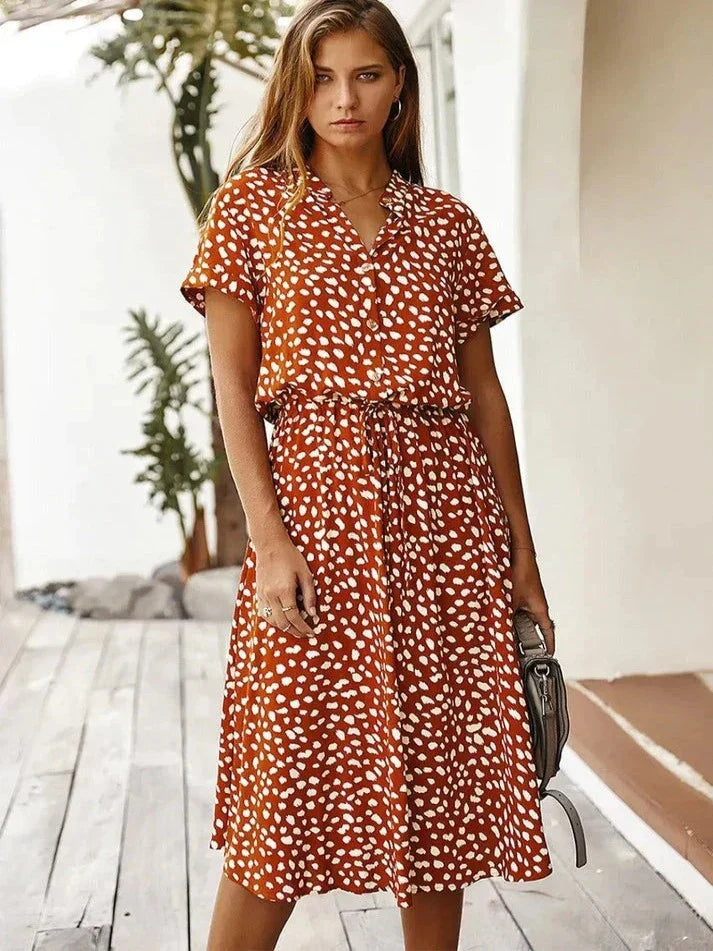 Polka Dot Shirt Dress met Trekkoord voor Dames