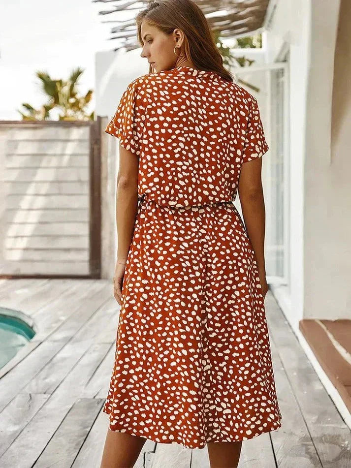 Polka Dot Shirt Dress met Trekkoord voor Dames