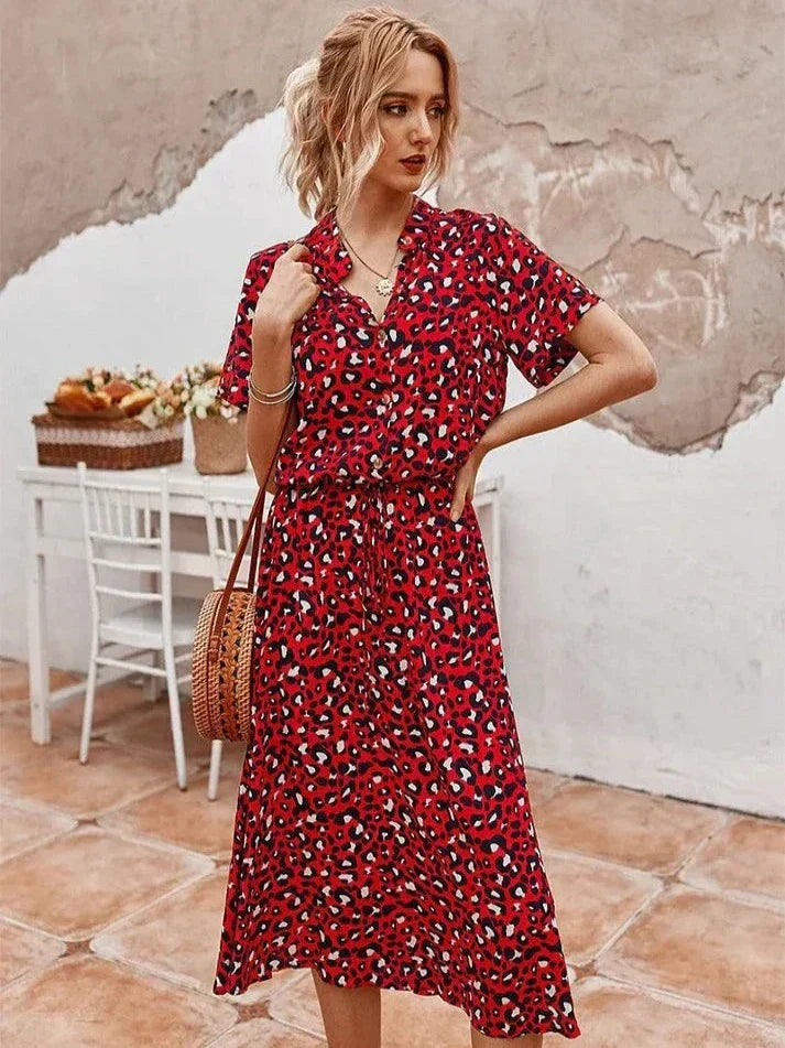 Polka Dot Shirt Dress met Trekkoord voor Dames