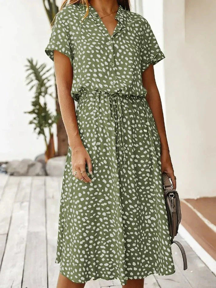 Polka Dot Shirt Dress met Trekkoord voor Dames