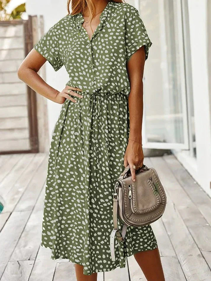 Polka Dot Shirt Dress met Trekkoord voor Dames