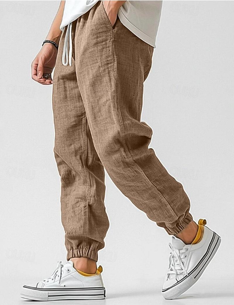 Linnen Relaxed Fit Joggingbroek voor Heren