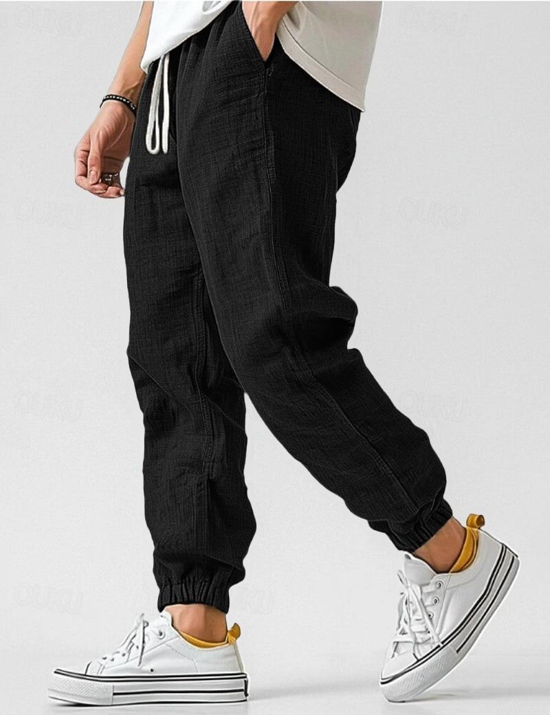 Linnen Relaxed Fit Joggingbroek voor Heren