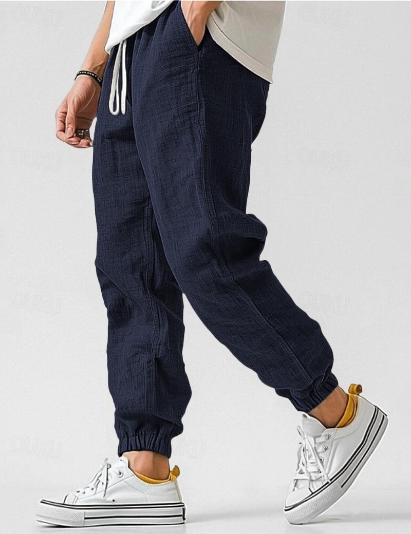 Linnen Relaxed Fit Joggingbroek voor Heren