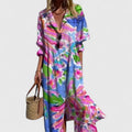 Midi Bloemenjurk met Knoopsluiting voor Dames