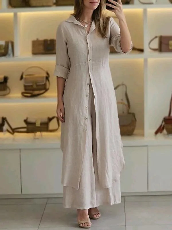 Linnen Button-Down Maxi Jurk voor Dames