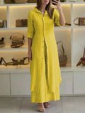 Linnen Button-Down Maxi Jurk voor Dames