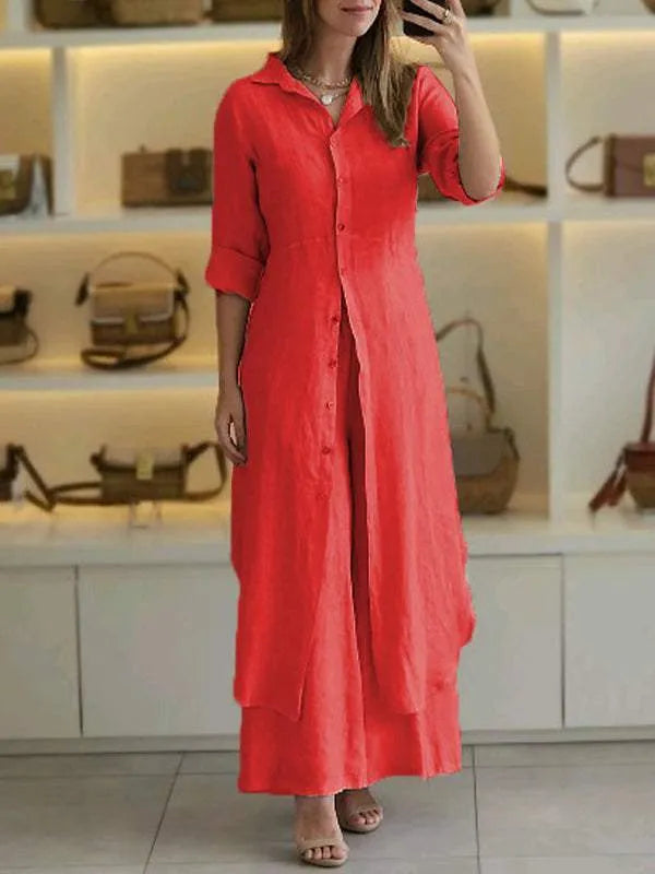 Linnen Button-Down Maxi Jurk voor Dames