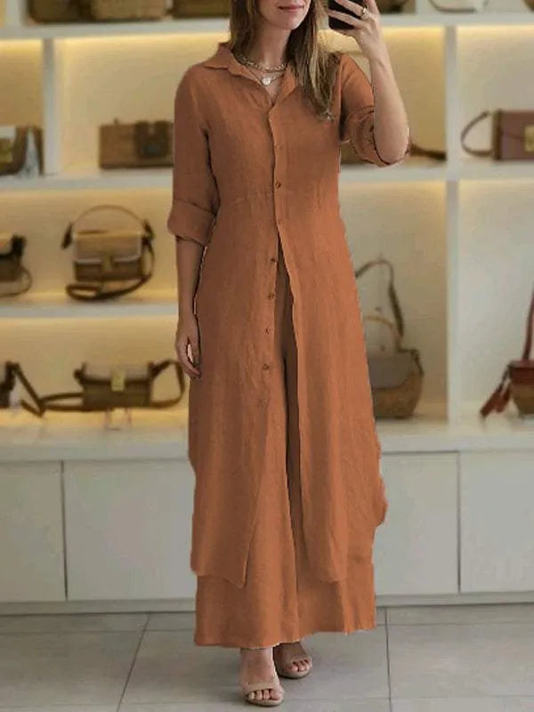 Linnen Button-Down Maxi Jurk voor Dames