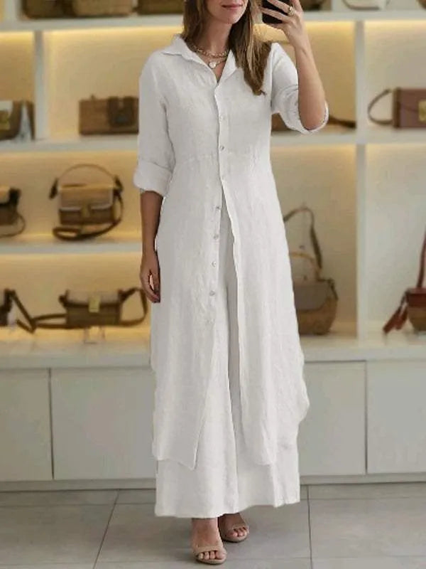 Linnen Button-Down Maxi Jurk voor Dames