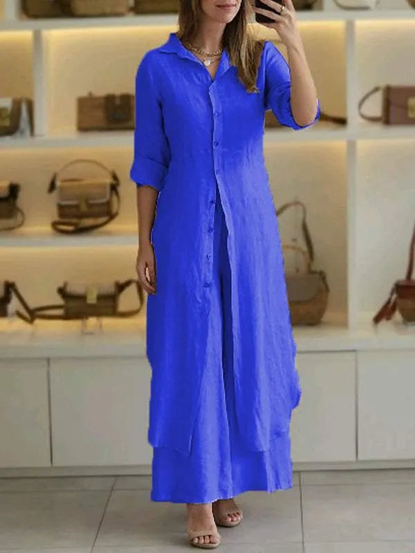 Linnen Button-Down Maxi Jurk voor Dames