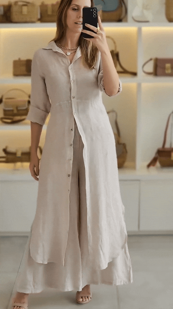Linnen Button-Down Maxi Jurk voor Dames