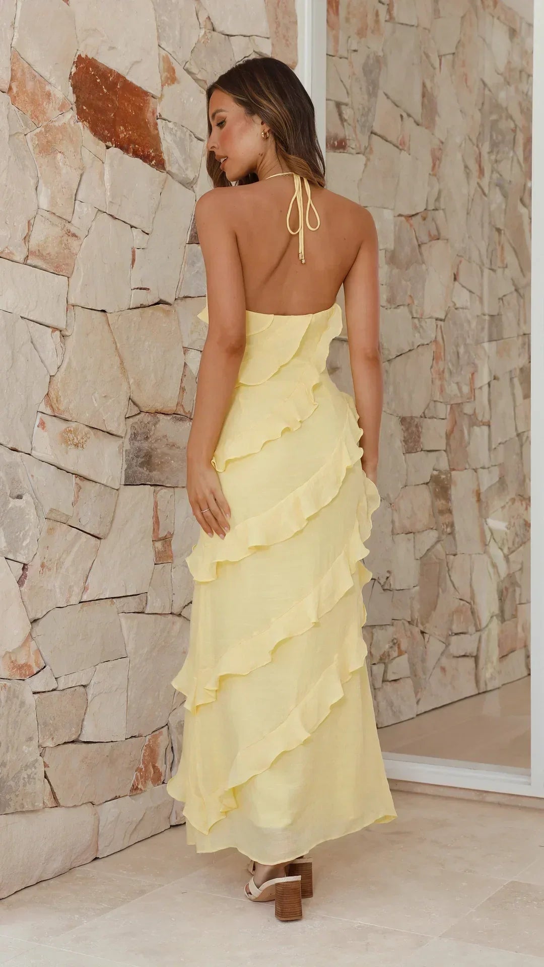 Mouwloze Maxi Jurk met Watervalhals voor Dames
