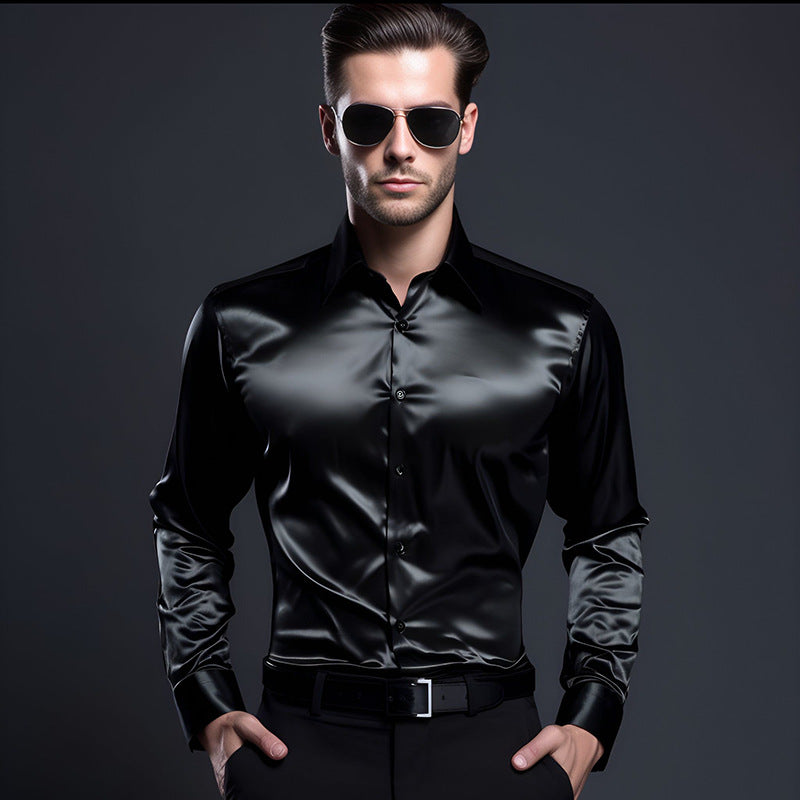 Satijnen Button-Down Overhemd voor Heren