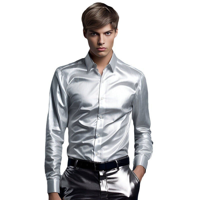 Satijnen Button-Down Overhemd voor Heren