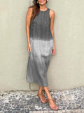 Mouwloze Linnen Maxi Jurk met Beinsplit voor Dames