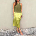 Mouwloze Linnen Maxi Jurk met Beinsplit voor Dames