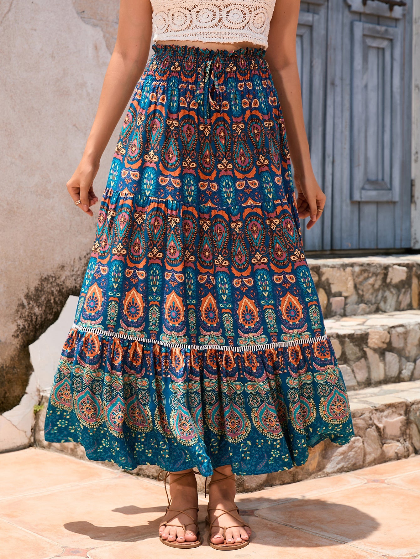 Maya | Boho A-Lijn Maxi Rok met Etnisch Patroon voor Dames
