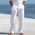 Linnen Rechte Pantalon met Hoge Taille voor Heren