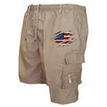 Cargo Korte Broek met Elastische Taille en Flap-Zakken voor Heren