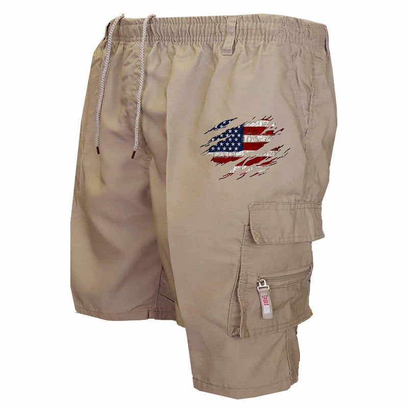 Cargo Korte Broek met Elastische Taille en Flap-Zakken voor Heren