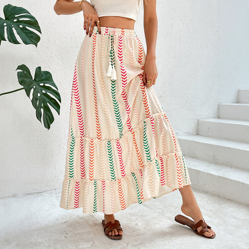Freya | Boho A-Lijn Maxi Rok met Strikdetail voor Dames