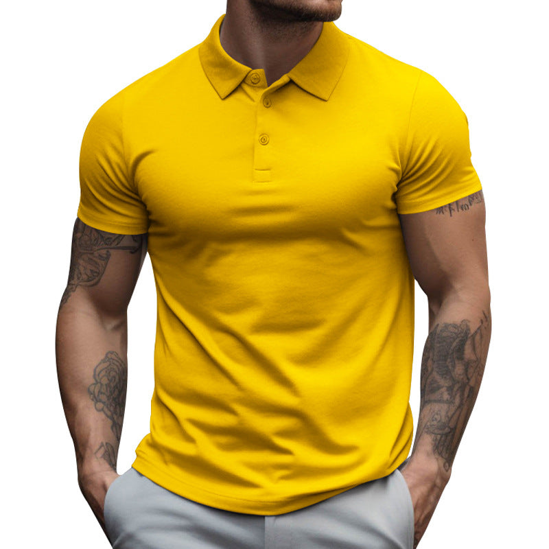 Korte Mouwen Poloshirt met Verborgen Knoopsluiting voor Heren