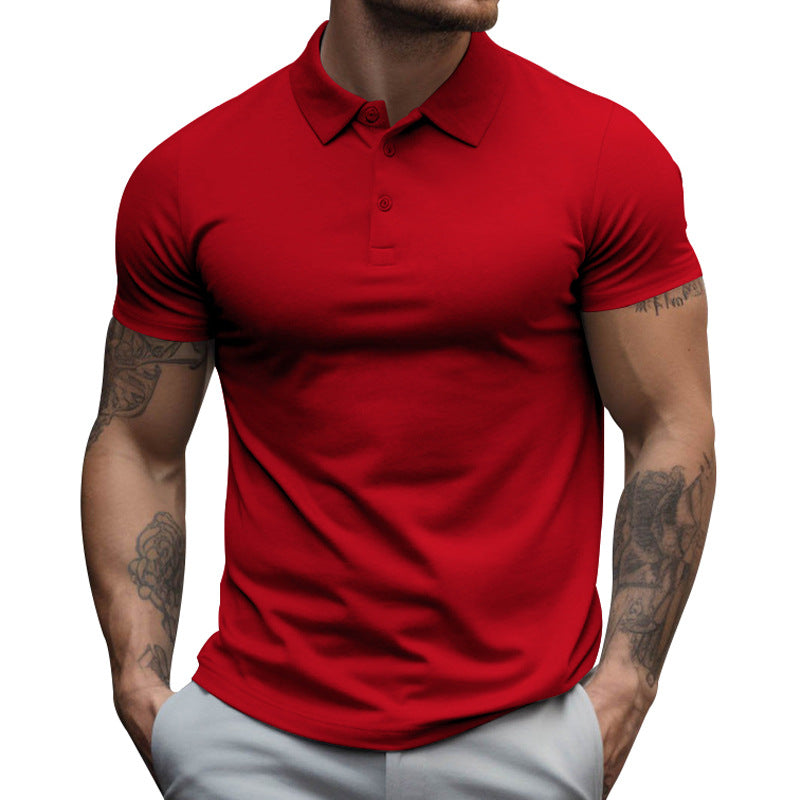 Korte Mouwen Poloshirt met Verborgen Knoopsluiting voor Heren