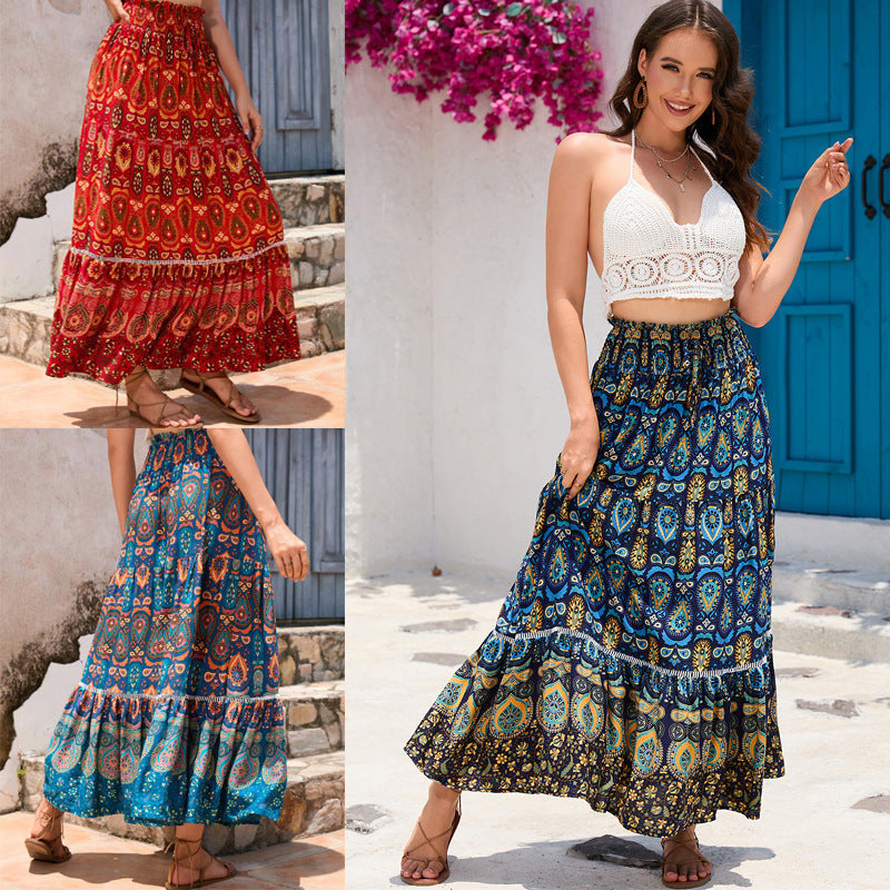 Maya | Boho A-Lijn Maxi Rok met Etnisch Patroon voor Dames