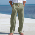 Linnen Rechte Pantalon met Hoge Taille voor Heren