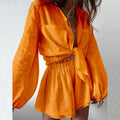 Linnen Tweedelige Set met Blouse en Shorts voor Dames