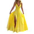 Mouwloze Maxi Jurk met V-Hals en Beinsplit voor Dames