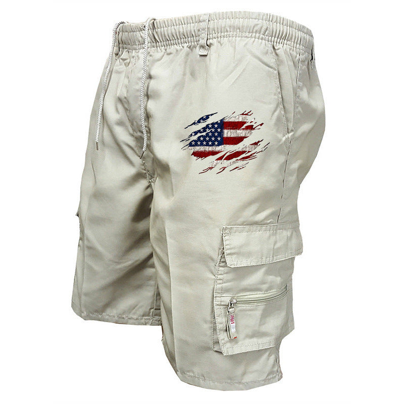 Cargo Korte Broek met Elastische Taille en Flap-Zakken voor Heren