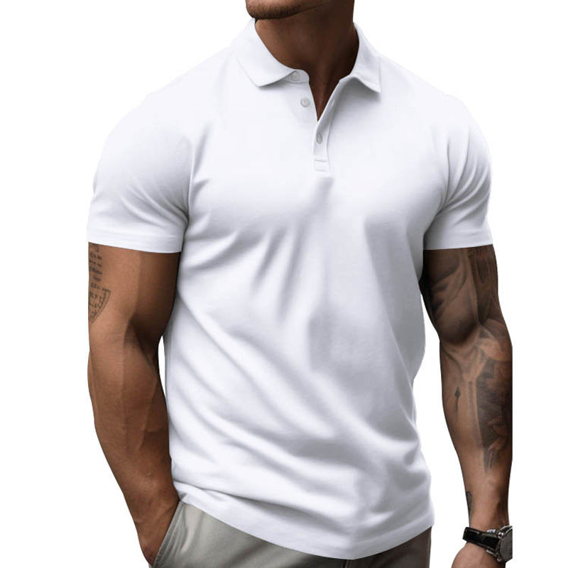 Korte Mouwen Poloshirt met Verborgen Knoopsluiting voor Heren