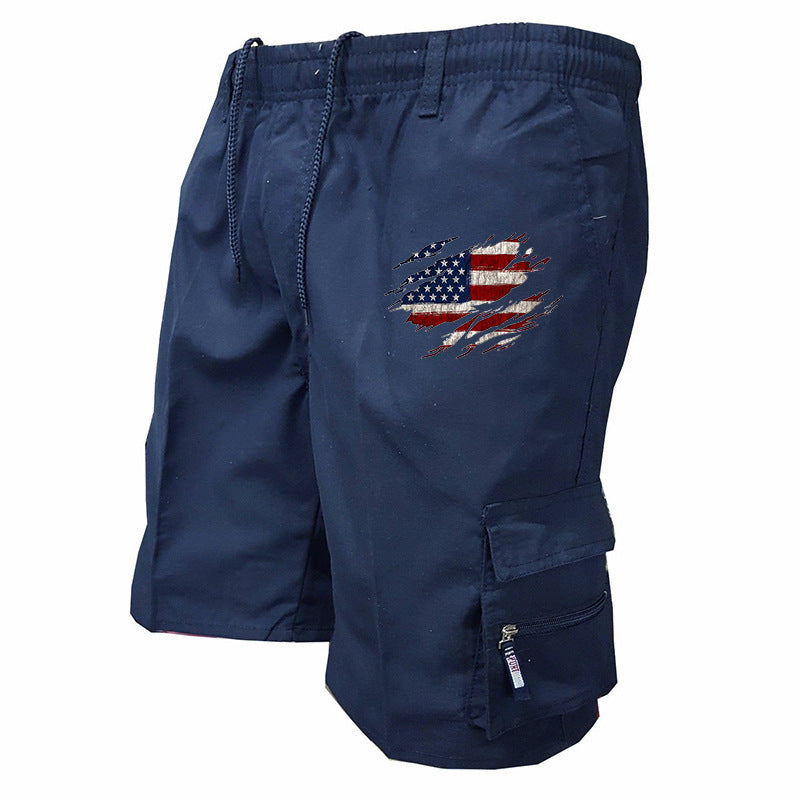 Cargo Korte Broek met Elastische Taille en Flap-Zakken voor Heren