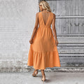 Mouwloze Maxi Jurk met Knoopsluiting en A-Lijn voor Dames