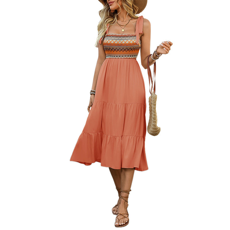 Mouwloze A-Lijn Zomerjurk met Smock voor Dames