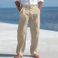 Linnen Rechte Pantalon met Hoge Taille voor Heren