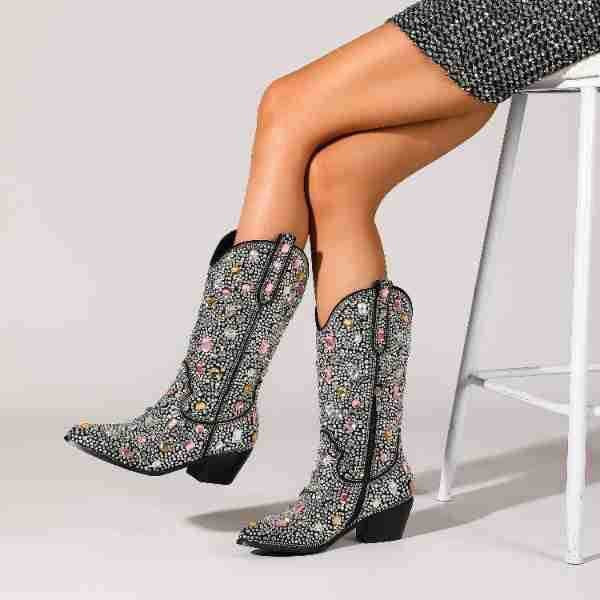 Strass Cowboy Laarzen met Puntige Neus voor Dames