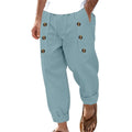 Linnen Rechte Pantalon met Zijknoppen voor Heren