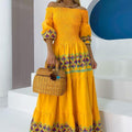 Zara | Off-Shoulder Bloemen Maxi Jurk met Pofmouwen voor Dames