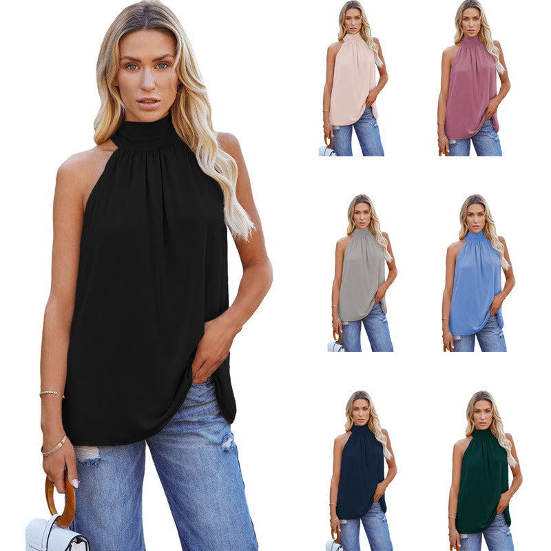 Mouwloze Blouse met Opstaande Kraag voor Dames