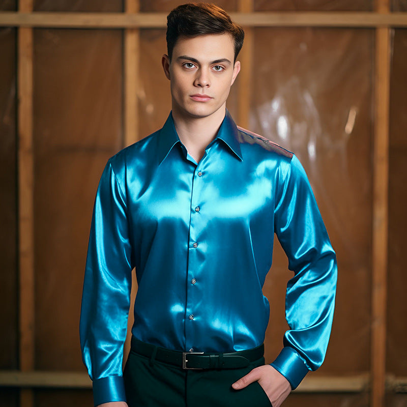 Satijnen Button-Down Overhemd voor Heren