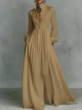 Linnen Maxi Jurk met Knoopsluiting voor Dames