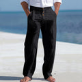Linnen Rechte Pantalon met Hoge Taille voor Heren