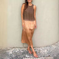 Mouwloze Linnen Maxi Jurk met Beinsplit voor Dames