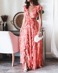 Aeryn | Boho Bloemen Maxi Jurk met V-hals voor Dames