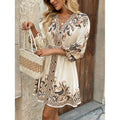 Nora | Boho Bloemen Overslag Jurk met Lange Mouwen voor Dames
